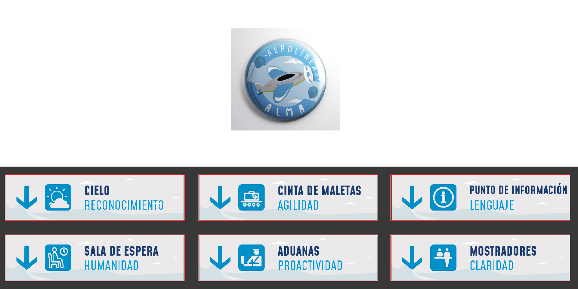 Chapas y carteles del evento ALMA